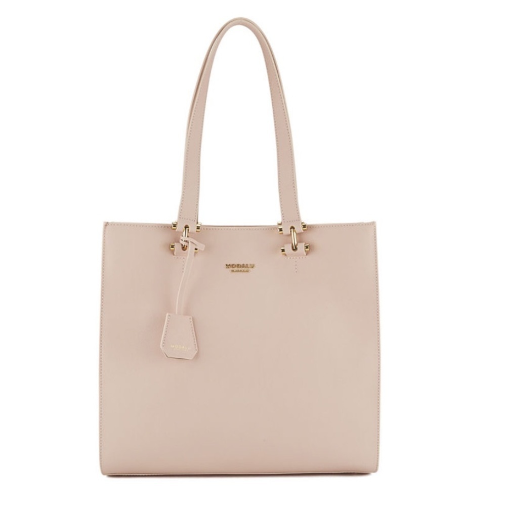 Modalu London Cara North South Leather Tote Blush Pink
